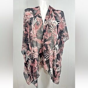 NWT Simply Noelle Cover Up Kimono Floral Sheer Bohemian One Size